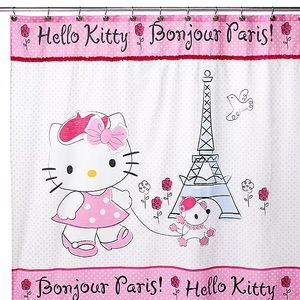 Hello Kitty Vintage Bonjour cloth shower curtain